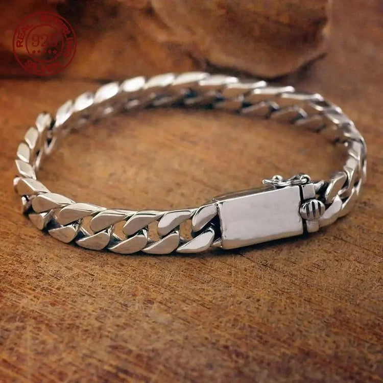 100% S925 Collana in argento sterling Bracciale Punk S925 Gioielli in argento Non sbiadisce mai Carry certificato Uomo Donna Gioielli Regali platinumshop