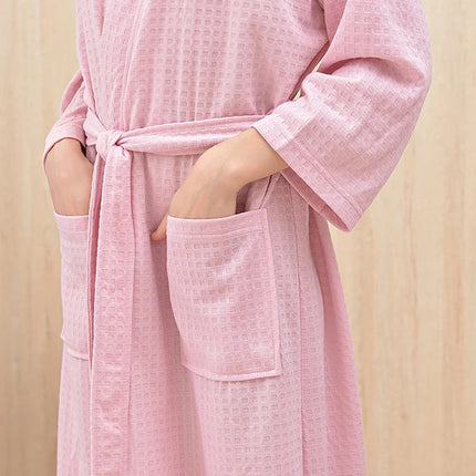 Accappatoio trasparente waffle uomo donna estate abito sottile doccia vestaglia scozzese lunghezza al ginocchio camicia da notte traspirante panno per la casa