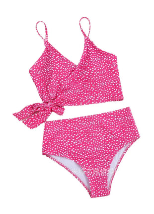 Costume da bagno bikini da donna verde a pois a vita alta brasiliano push-up con lacci e bendaggio, nuovo modello 2026, per la spiaggia PlatiNum