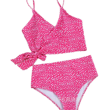 Costume da bagno bikini da donna verde a pois a vita alta brasiliano push-up con lacci e bendaggio, nuovo modello 2026, per la spiaggia PlatiNum