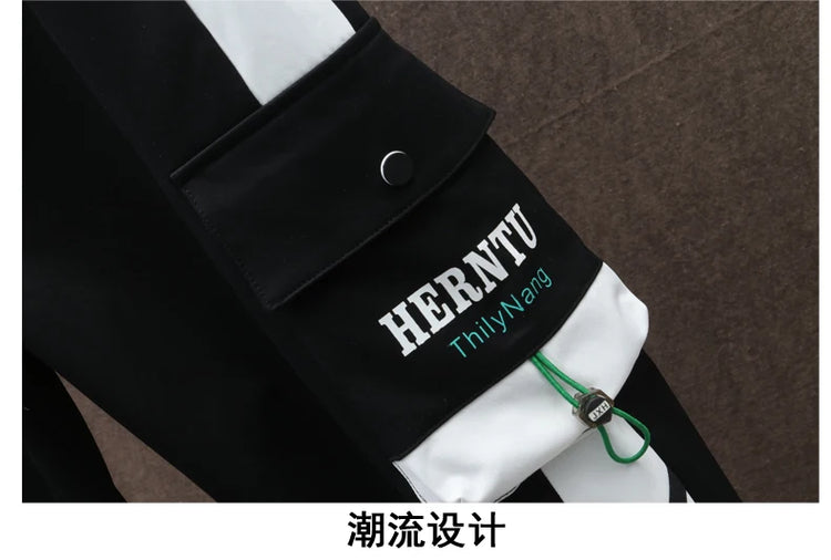 Autumn Men Tracksuit Casual Spring Sportswear Hooded patchwork Jackets Pants 2 Piece Sets Hip Hop Running Sports Suit