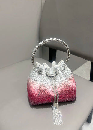 Handle Rhinestones Evening clutch Bag Purses and handbag luxury Designer shoulder bag Shiny Crystal Clutch purse bucket bag PlatiNum