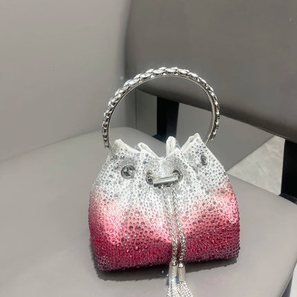 Handle Rhinestones Evening clutch Bag Purses and handbag luxury Designer shoulder bag Shiny Crystal Clutch purse bucket bag PlatiNum