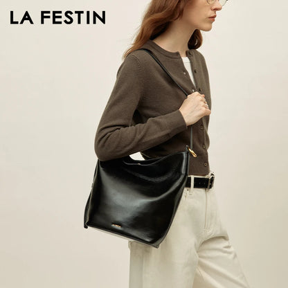 LA FESTIN Original Brand Suede Bag Designer Luxury Bag Bucket Bag Shoulder Crossbody Bag Handbag Women Autumn and Winter Bags