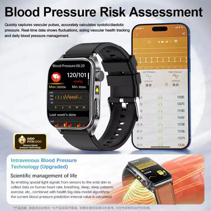 2026 Nuovo 650nm Terapia Laser Grassi nel sangue Acido urico Pressione sanguigna Smart Watch ECG + PPG Preciso Monitor di salute Smartwatch per gli uomini platinumshop