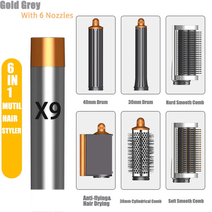 Hot Air Dryer Brush Multil Hair Styler Hair Dryer 30/40mm Auto Curling Barrels and Hair Strightenting Nozzle Hot Air Brush Wrap
