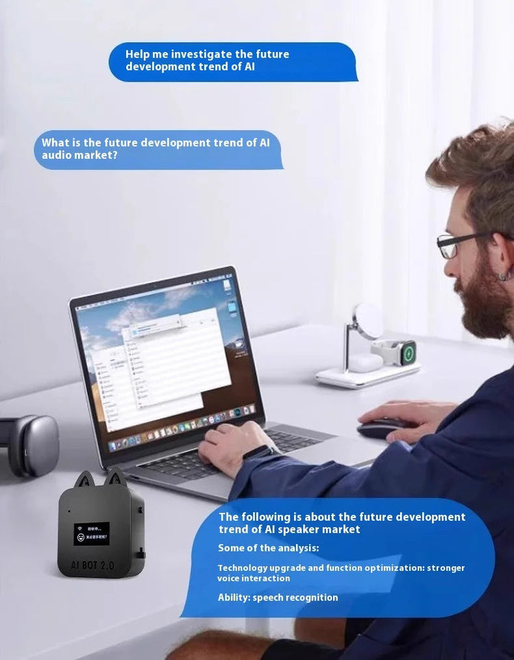 DeepSeek XiaoZhi Mini AI Emo Robot | Smart Voice Chatbot, Emotional Interaction, Personalized AI Companion, Unique Gift Idea PlatiNum