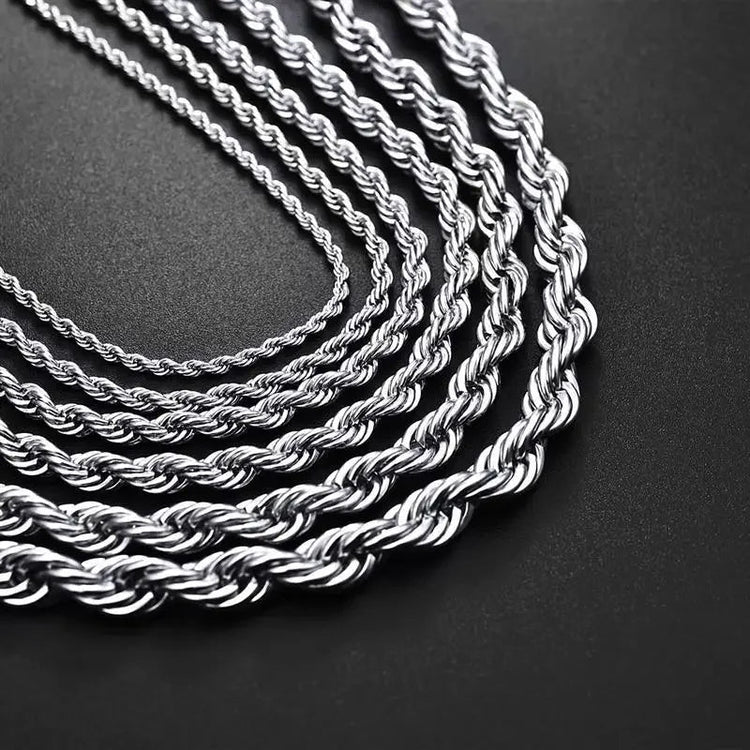 925 Sterling Silver 2/3/4MM 16-24 Inches Rope Chain Necklace For Men Women Fashion Punk Wedding Party Gifts Jewelry Charm PlatiNum