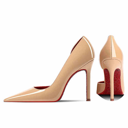 Tacchi da donna 2025 Nuovo marchio di lusso Décolleté Fondo rosso Punta a punta Strass Tacchi alti Elegante stiletto Party Prom Scarpe da donna