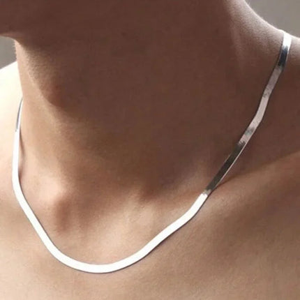 New 925 Sterling Silver fine 4MM Blade Chain Necklace for Women MEN Luxury wedding party Jewelry Best friend Holiday gifts PlatiNum