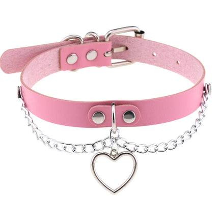 1Pc Harajuku Cuore Sexy Rivetti Cuoio DELL'UNITÀ di elaborazione Nero Goth Punk Girocollo Per Y2K Ragazze FAI DA TE Goth Star Pentagramma Collane Grosse Gioielli PlatiNum