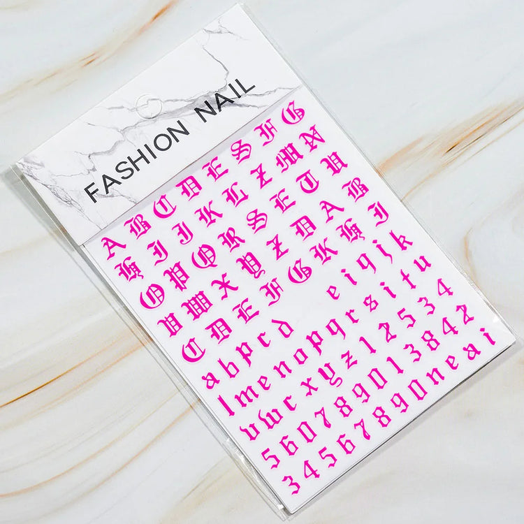 1PC 26-English Alphabet Number 3D Self-adhesive Nail Art Decal Sticker Word Small Letter Nail Decals Sticker Manicure Decoration