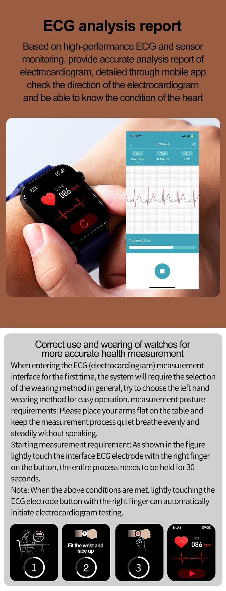 2025 Nuovo AI Diagnosi Lipidi nel sangue Acido urico Test di composizione corporea Smart Watch per uomo ECG + PPG Chiamata Bluetooth Salute Smartwatch platinumshop