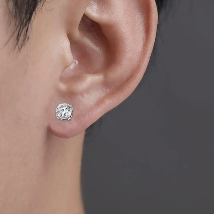1 Pairs Crystal Strong Magnetic Ear Stud Clip Earrings for Men Women Punk Round Zircon Magnet Earrings Non Piercing Jewelry PlatiNum