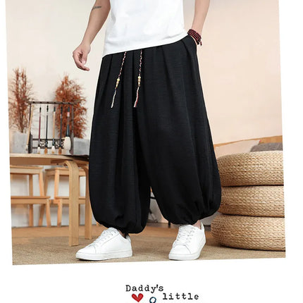 Pantaloni da uomo in seta ghiaccio, stile cinese, vestibilità ampia, alla moda, estivi, casual, sportivi, modello lanterna, taglie forti fino alla 8XL - Offerta imperdibile!