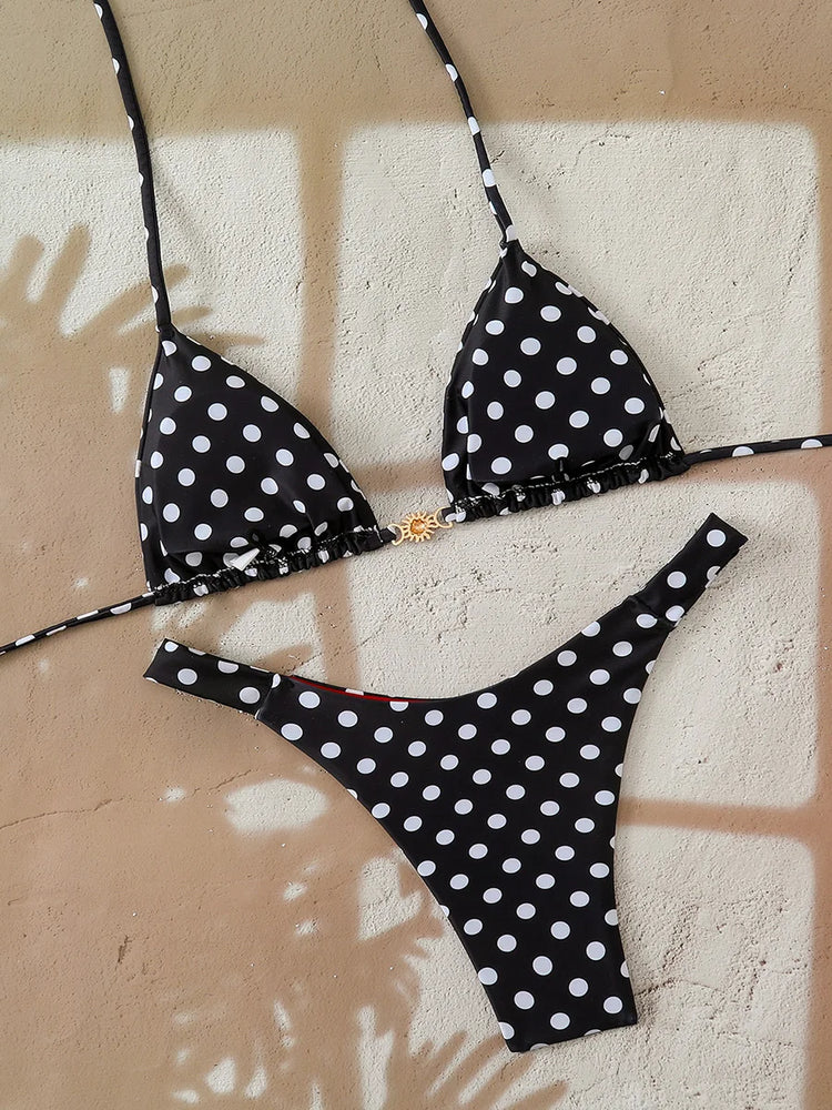 Micro Bikini 2026 Push Up per Donna, Costume da Bagno Sexy, Set Bikini Brasiliano a Pois, Biquini, Abbigliamento da Spiaggia Estivo