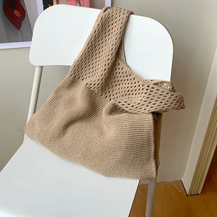 Borse a maglia da donna, borsa tote grande capacità, borsa estiva da spiaggia, borsa grande casual, borse a tracolla intrecciate a nido d'ape, borsa da donna
