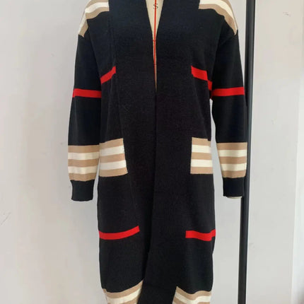 Print Long Cardigan For Women 2025 New Autumn Winter Clothes Knit Loose Outerwear Soft Sweater Coat Streetwear Fashion Cover Up