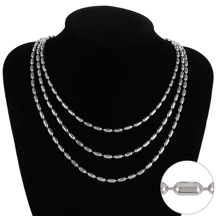 316 Stainless Steel Necklaces For Women Necklace Long Beads Chain Necklace Choker Necklace Bead Necklace Fashion Jewelry Gift PlatiNum