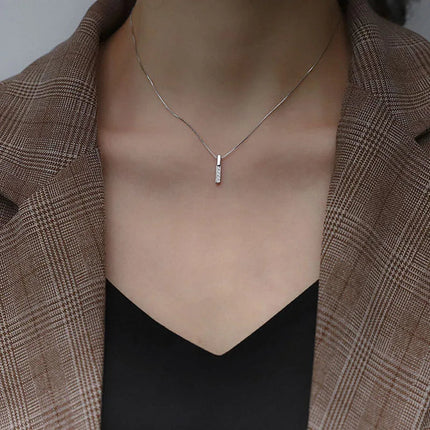 925 Sterling Silver Necklace Personality Charm Geometric Shape Pendant Choker Birthday Party Gift for Women Exquisite Jewelry PlatiNum