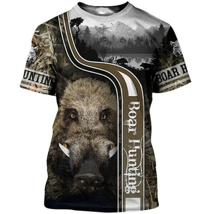 Men's Camo Hunting Wild Boar 3D Print T-Shirt Sport Short Sleeve Tee Tops Casual O Neck Streetwear T-shirt Men's Clothing