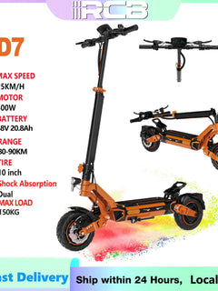RCB D7 D7 PRO Monopattino Elettrico, Monopattino Elettrico per Adulti, Autonomia 80-110KM,  500W, 25KM/H, Pieghevole, Display LED, Controllo APP, Freni a Disco, Doppia Sospensione, Pneumatici 10 Pollici, Carico 150KG
