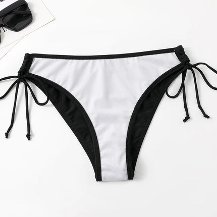 Costume da bagno bikini sexy con laccetti al collo a vita bassa nero/rosso/rosa, due pezzi, stile brasiliano, in saldo platinumshop