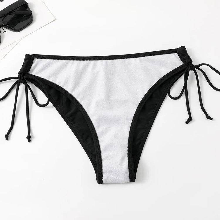 Costume da bagno bikini sexy con laccetti al collo a vita bassa nero/rosso/rosa, due pezzi, stile brasiliano, in saldo platinumshop
