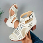 Sandali da Donna 2026 Nuovi Sandali con Tacco Spesso Estivi Traspiranti Scavati Sandali da Donna con Tacco Alto Retrò Stile Romano