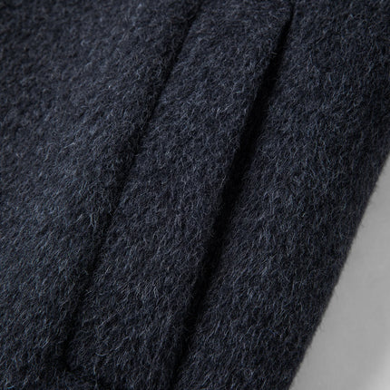 DUSHU Double-faced Wool Coat Detachable Scarf Collar Korean Style Thickened Woolen Long Overcoat for Winter Commute