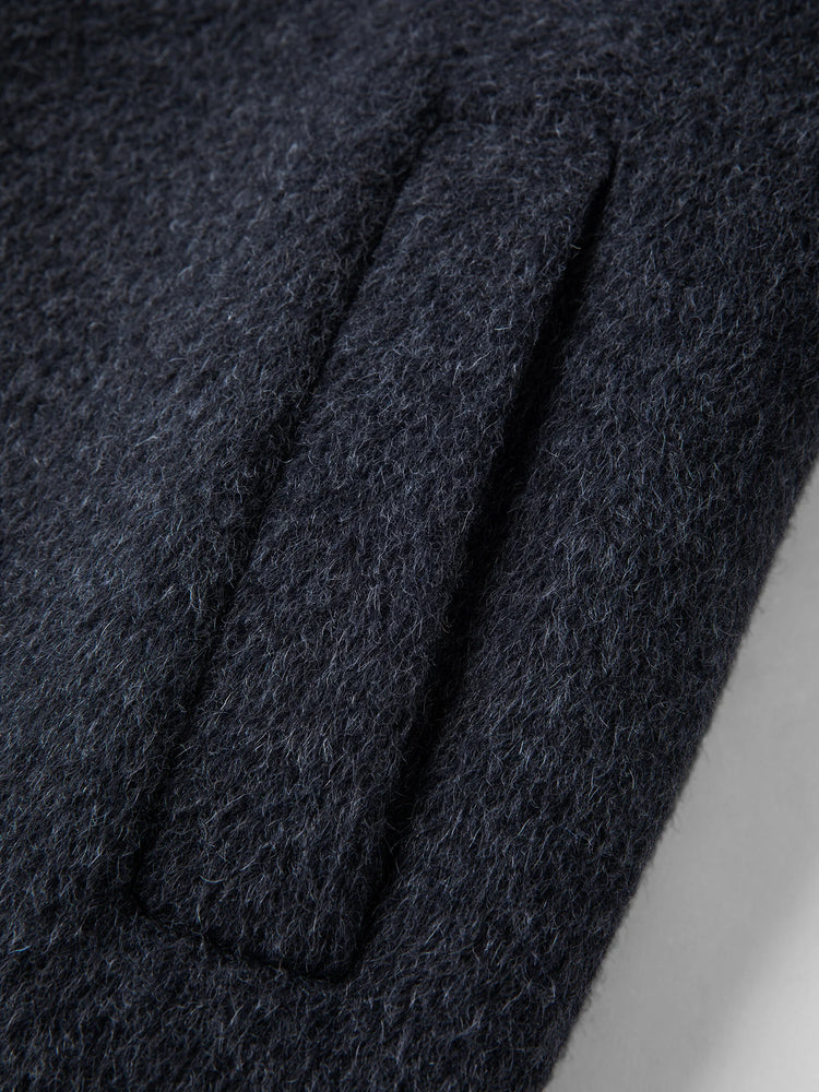 DUSHU Double-faced Wool Coat Detachable Scarf Collar Korean Style Thickened Woolen Long Overcoat for Winter Commute