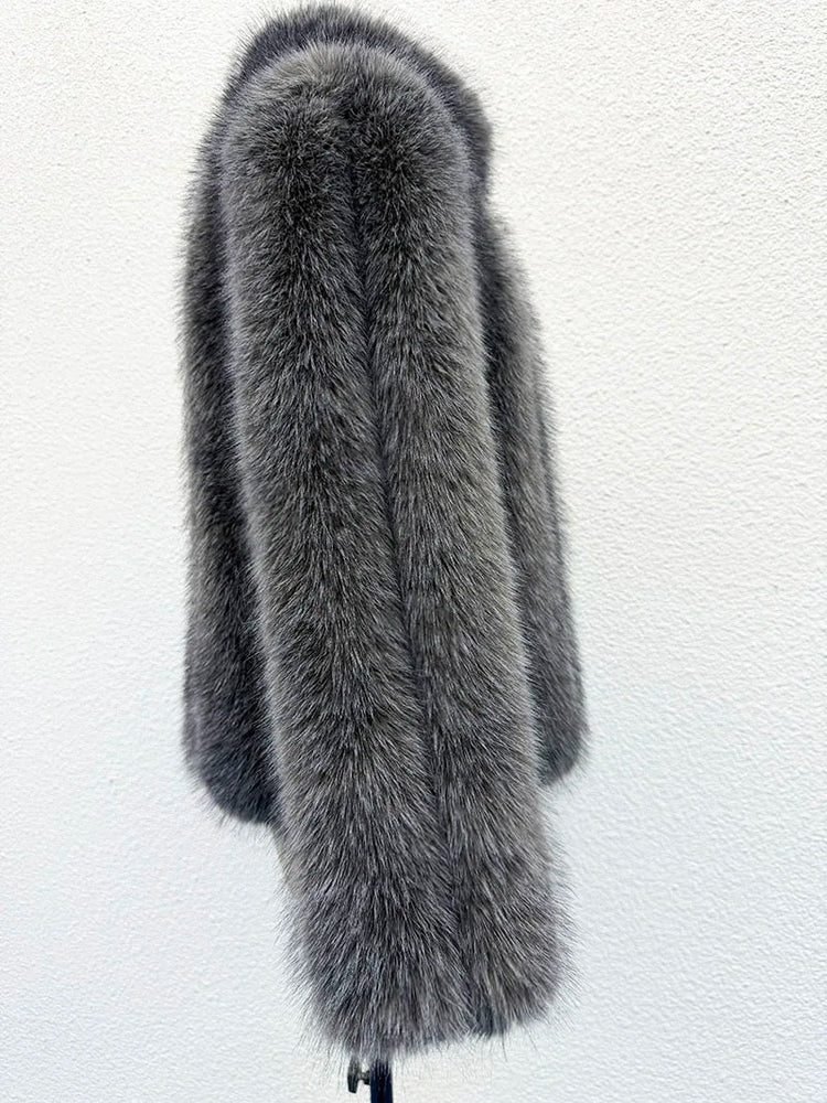 ZADORIN New Luxury Patchwork Striped Stand Collar Faux Fur Coat Woman Clothing Winter Furry Jacket Fur Faux Coats Warm Fur Top