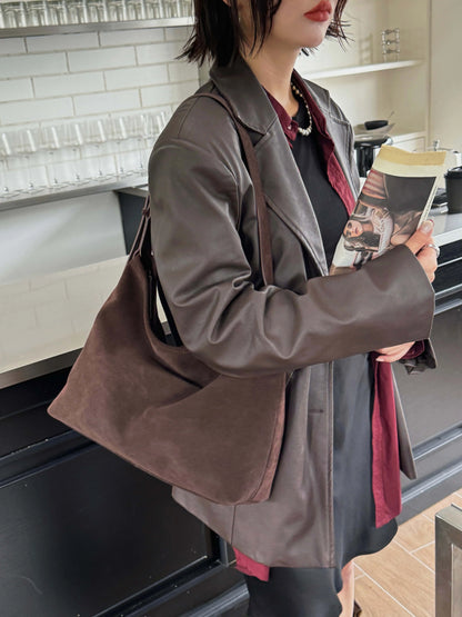 Motingsome Natural Soft Suede Woman Bags Large Capacity Handbag Big Underarm Messenger Bag Shoulder Purse Casual Tote 2025 New