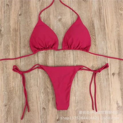 Moda tinta unita Sexy perizoma perizoma Backless Split costume da bagno costume da bagno brasiliano costumi da bagno Bikini Set platinumshop