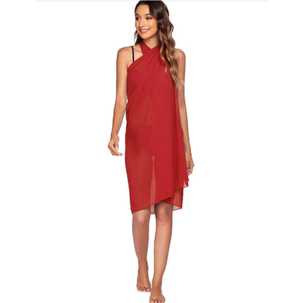 Sarong Lungo in Chiffon, Copricostume Trasparente da Spiaggia, Sciarpa Sexy per Bikini, Copricostume Unico per Donne in Vacanza platinumshop