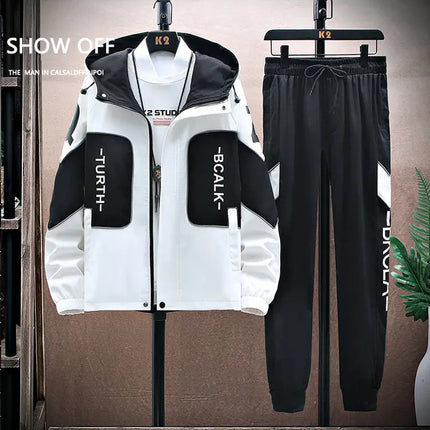 Spring Autumn New Tracksuits Men Set Casual Hooded Jacket Pants Sweatshirt Sportswear Coats Men Jacket+Pant Suits