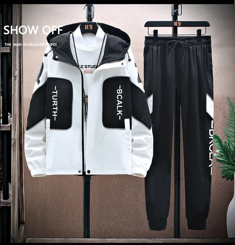 Spring Autumn New Tracksuits Men Set Casual Hooded Jacket Pants Sweatshirt Sportswear Coats Men Jacket+Pant Suits