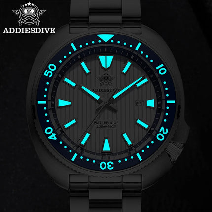 ADDIESDIVE Men's Diving Watch 200 Waterproof Sapphire Glass Quartz Watch BGW9 Luminous Stainless Steel Business Fashion Watch