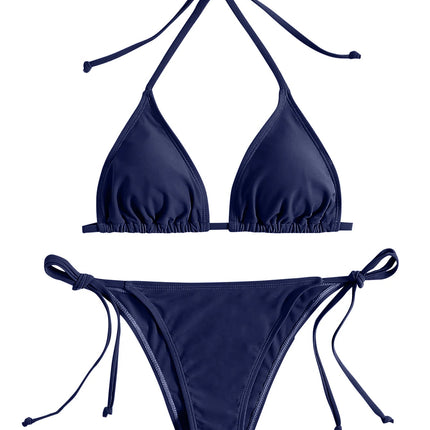 Costumi da bagno Perizoma Bikini Set Sexy Nuovi costumi da bagno blu navy Donna Costumi da bagno sexy Bikini Triangolo Fasciatura Costumi da bagno femminili platinumshop