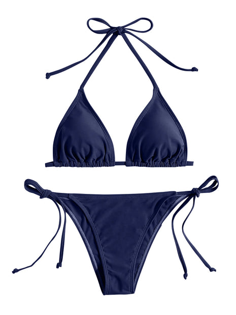 Costumi da bagno Perizoma Bikini Set Sexy Nuovi costumi da bagno blu navy Donna Costumi da bagno sexy Bikini Triangolo Fasciatura Costumi da bagno femminili platinumshop