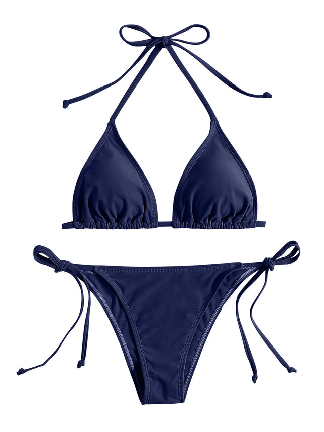 Costumi da bagno Perizoma Bikini Set Sexy Nuovi costumi da bagno blu navy Donna Costumi da bagno sexy Bikini Triangolo Fasciatura Costumi da bagno femminili platinumshop