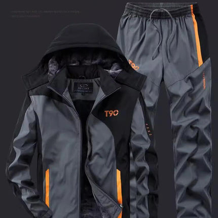 Autumn Winter Tracksuit Men Sets Sportswear Thick Warm Plus Velvet Sport Suit Hoodies+Sweatpants Men Brand Clothing Sweat Suit