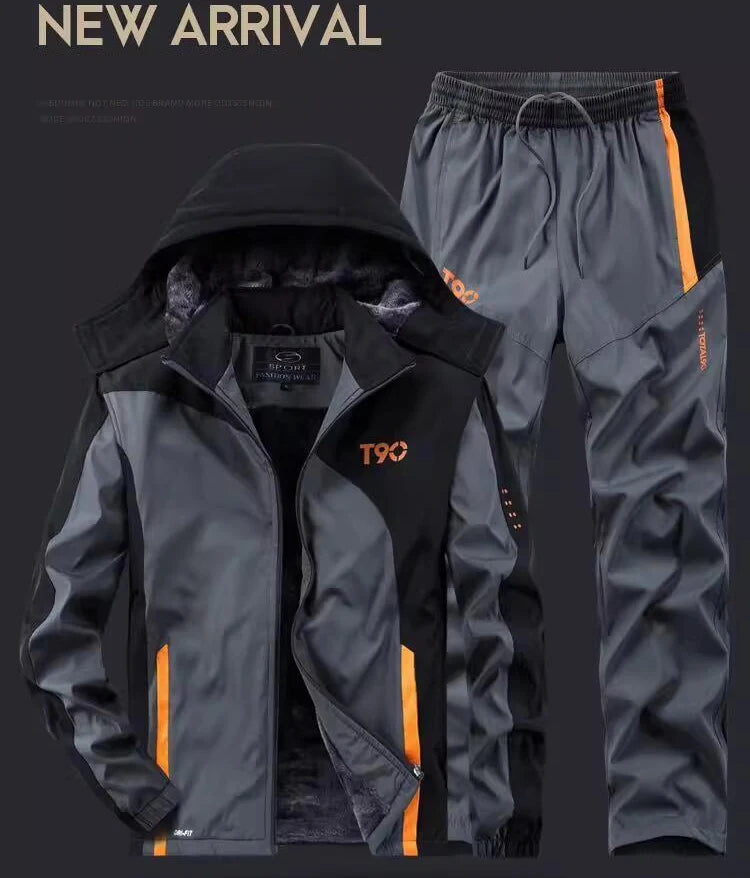 Autumn Winter Tracksuit Men Sets Sportswear Thick Warm Plus Velvet Sport Suit Hoodies+Sweatpants Men Brand Clothing Sweat Suit