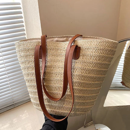 Women's Large Capacity Crossbody Bag Summer Woven Straw Bag Fashion Female Luxury Designer Beach Bag Bali Shopper Bag