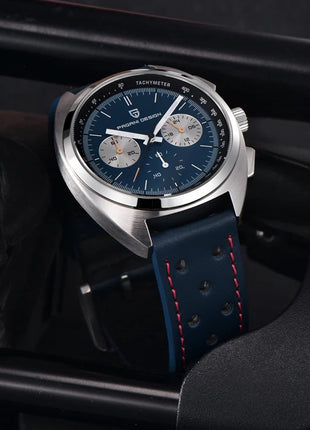 Orologio da Uomo PAGANI DESIGN, Quadrante Blu Retrò, Cronografo al Quarzo, Movimento Giapponese VK63, Vetro Zaffiro, Nuovo Modello 2026 Impermeabile