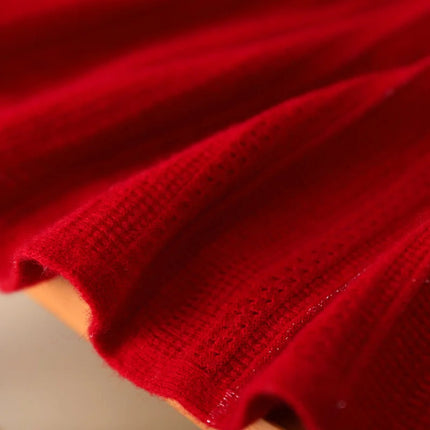Women's Wool Skirts A-Line Pleated Cashmere Skirt Autumn Winter Elastic Waist 100% Merino Wool Knitted Bright Silk Style Dress PlatiNum