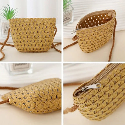 Fashionable Shell-Shaped Straw Bag, Handmade, Summer Beach Bag, Shoulder Bags for Children