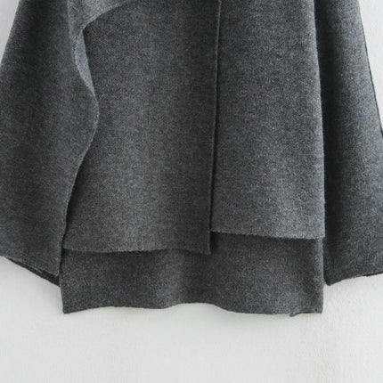 Ladies Autumn Winter Jacket Women Casual Commuter Coat Knitted Loose Oversize Coat Asymmetric Elegant Split Chic Scarf Jacket