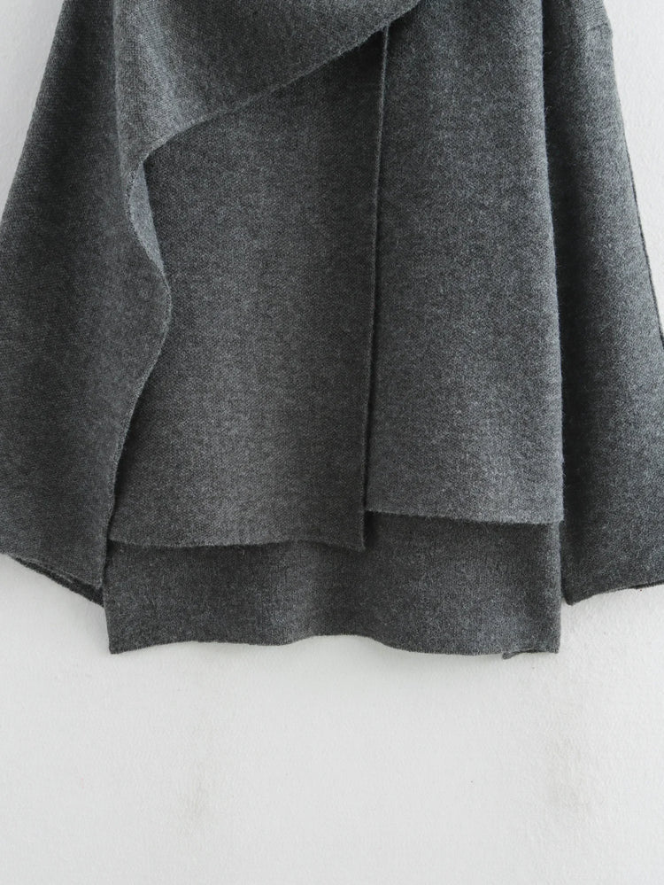 Ladies Autumn Winter Jacket Women Casual Commuter Coat Knitted Loose Oversize Coat Asymmetric Elegant Split Chic Scarf Jacket