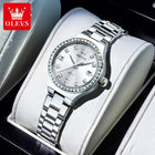 OLEVS 5628 Orologio al quarzo da donna Orologio da polso impermeabile luminoso in acciaio inossidabile con scala di diamanti e funzione data platinumshop
